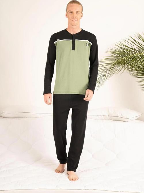 23407 Erkek Kışlık Yuvarlak Yaka Penye Pijama Takımı