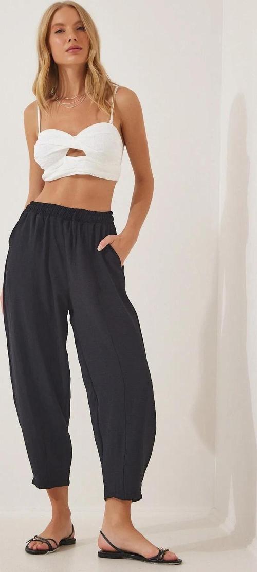 Kadın Beli Lastikli ayrobin Şalvar Pantolon