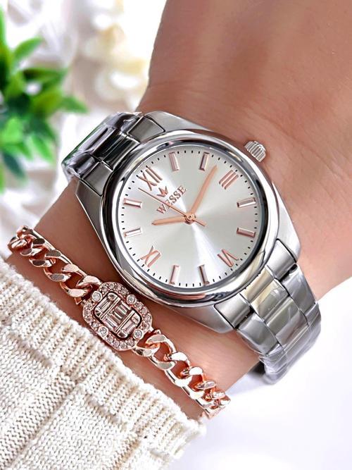 Çelik Kordon Takvimli Kadran 5 Atm Suya Dayanıklı Kadın Kol Saati+Bileklik BW.112202.GR