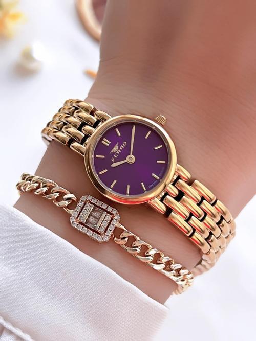 Küçük Kasa Vintage Model Çelik Kordon İyon Kaplama Kasa Kadın Kol Saati+Bileklik B.FRV256.A02