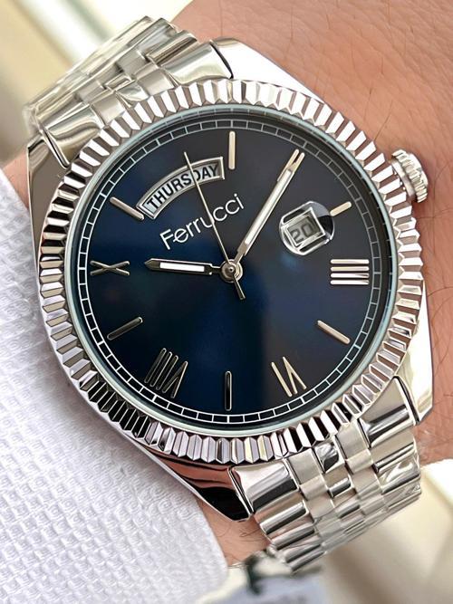 Rolex Model Çelik Kordon Takvimli Kadran 30 Mt Suya Dayanıklı Erkek Kol Saati FEC.13029M03