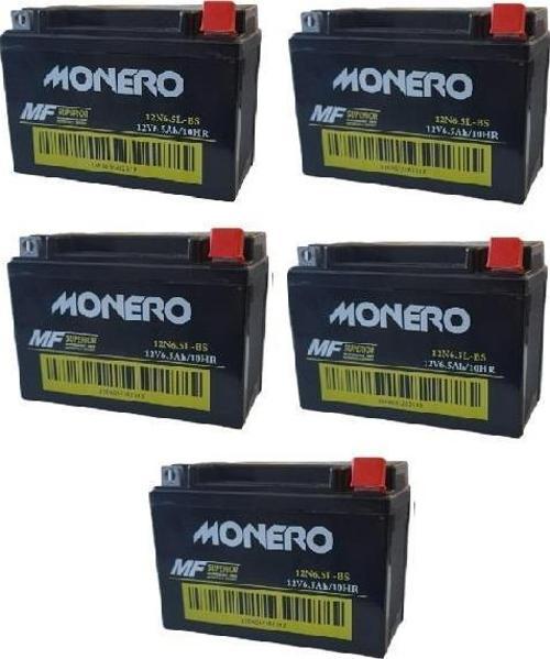 12N6.5L  6,5AMPER MOTOSİKLET AKÜ 5'Lİ SET EBATLAR: 138x65x100mm
