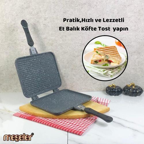 Ocak Üstü Granit Döküm El Tost ve Çok Amaçlı Grill Tava 26 cm