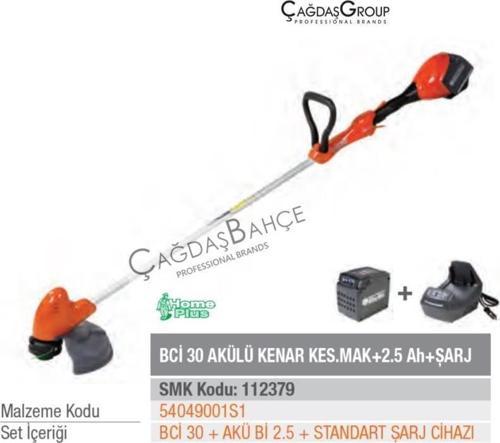 BCİ30 Akülü Kenarkesme Tırpan 2AH Akü+ Şarj Aleti