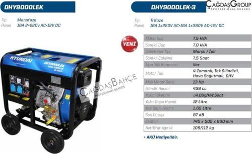 DHY9000LEK-3 TRİFAZE 7 KWA MARŞLI DİZEL JENERATÖR