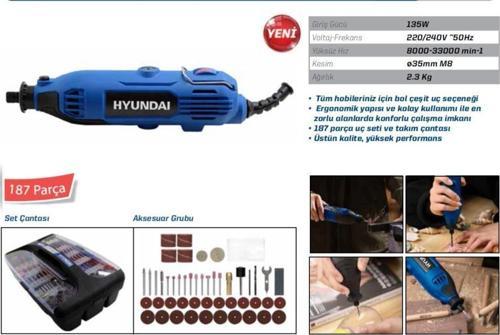 HGRV187 Mini Taşlama Gravür Seti 135W 187 Parça