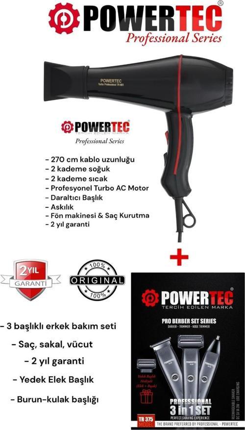 TR-601 Fön Makinesi + TR-375 Erkek Bakım Kiti (Hediye Paketli Çeyiz Seti)