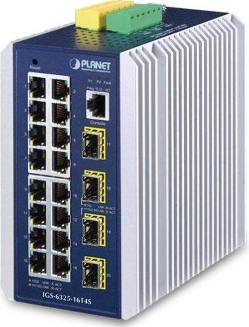 Industrial L3 16-Port 10/100/1000T + 4-Port 100/1000X SFP Managed Ethernet Switch TdrTR