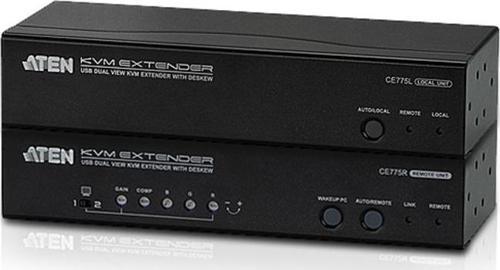 VGA Dual View Cat 5 KVM (Keyboard/Video Monitor/Mouse) Mesafe Uzatma Cihazı, Ses (hoparlör ve mikrofon) bağlantı desteği