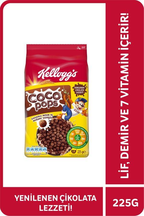 Coco Pops Çikolatalı Buğday ve Mısır Gevreği 225 Gr, Lif,Demir ve 6 Vitamin içerir