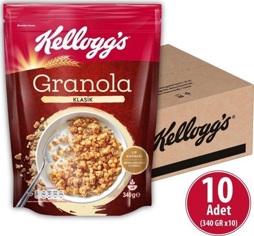 Granola Klasik 340 gr x 10 Adet, %56 Yulaf Içerir, Lif Kaynağı, Kahvaltılık Gevrek