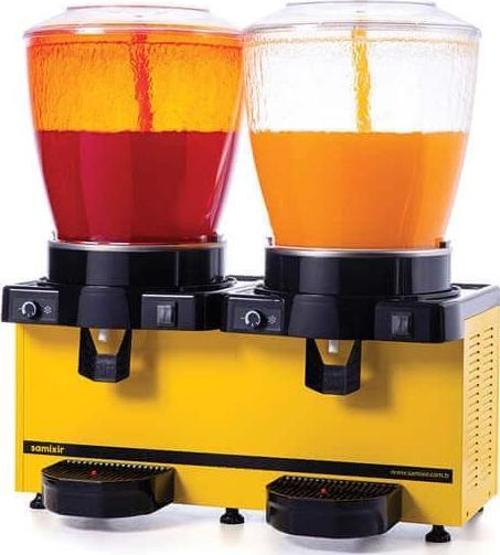 SS44.AY Twin Soğuk İçecek Dispenseri, 22+22 L, Panaromik, Analog, Fıskiyeli, Sarı