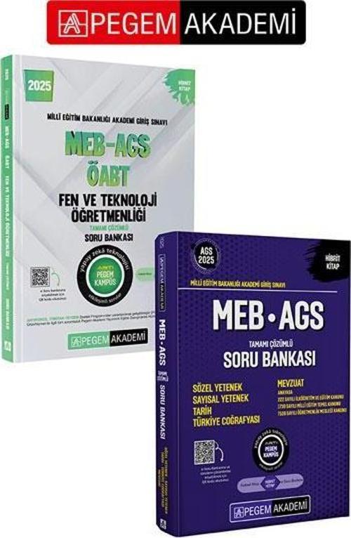 PEGEM AKADEMİ 2025 MEB-AGS-ÖABT Fen Bilimleri Tamamı Çözümlü Soru Bankası (4 Kitap) + 2025 MEB-AGS S