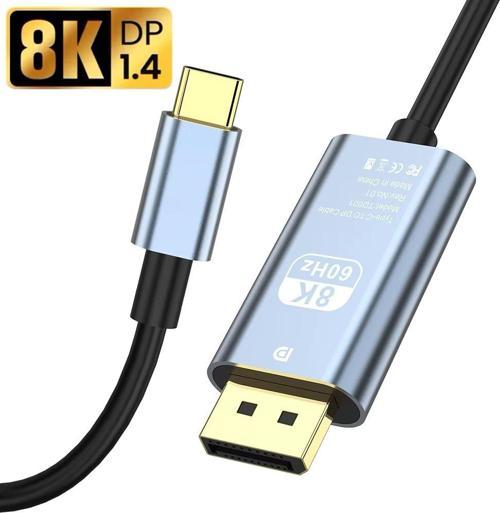 Type C to DisplayPort Kablo 2 Metre 8k-60hz 4K-120 Hz Thunderbolt 3 Uyumluluğu Zr858