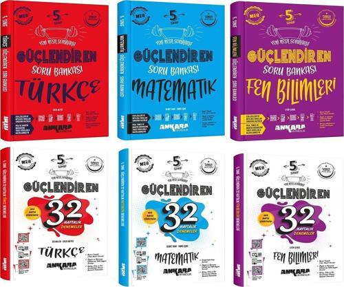 Ankara 5.Sınıf Türkçe Matematik ve Fen Bilimleri Güçlendiren Soru Bankası ve 32 Haftalık Deneme Seti 6 Kitap