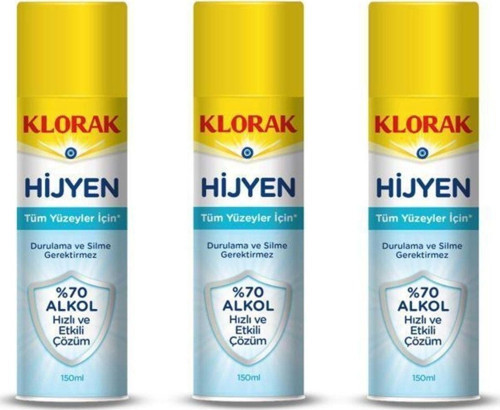 Hijyen Yüzey Spreyi 150 Ml 3'Lü Set