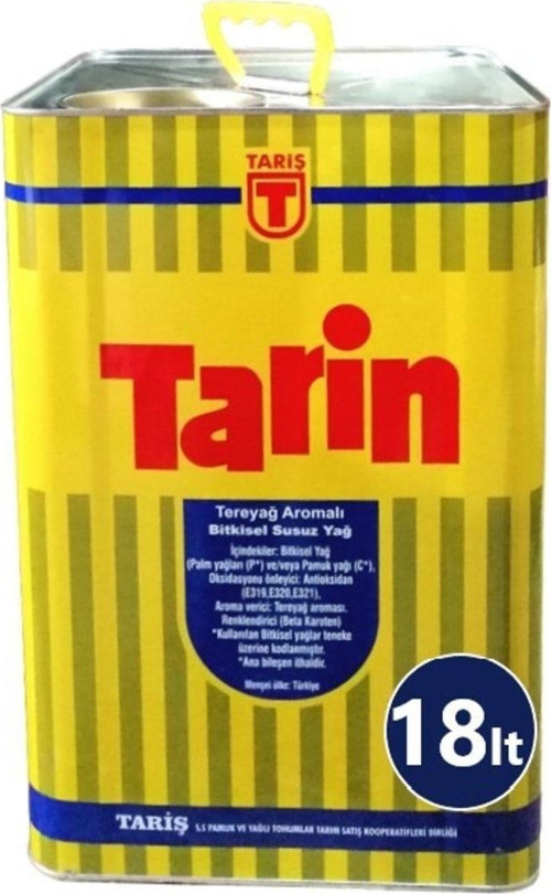 Tarin Tereyağlı Bitkisel Margarin 18Lt Kulplu Teneke Kutu