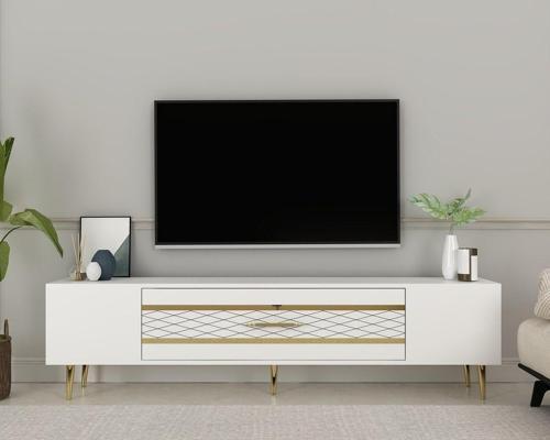 Dekolp2Ct Tv Sehpası Beyaz-Altın