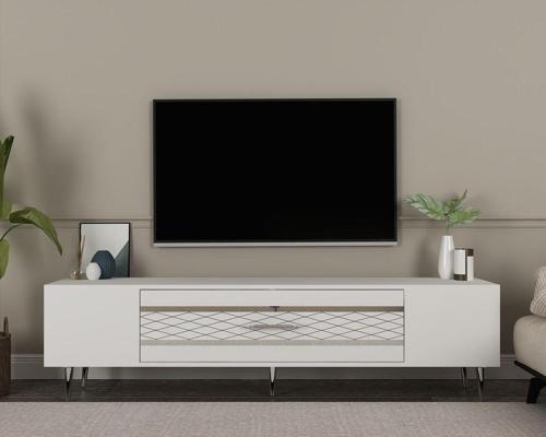 Dekolp2Ct Tv Sehpası Beyaz-Gümüş