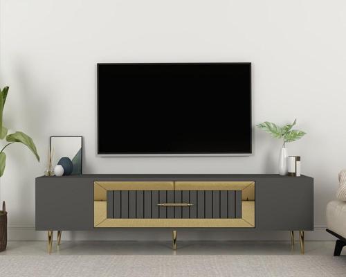 Dekolp3Ct Tv Sehpası Antrasit-Altın