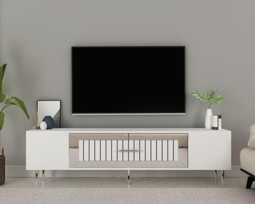 Dekolp3Ct Tv Sehpası Beyaz-Gümüş