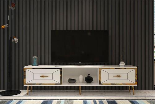 Arnoct Tv Sehpası Beyaz-Altın