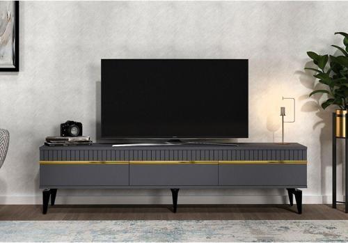 Defne 180 Cm Tv Sehpası (Alt Modül) Antrasit-Altın