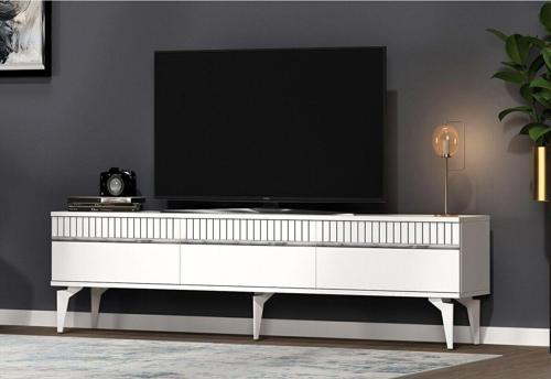 Defne 180 Cm Tv Sehpası (Alt Modül) Beyaz-Gümüş