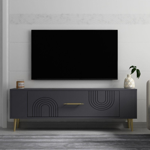 Retrol2Ct Tv Sehpası Antrasit-Altın