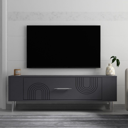 Retrol2Ct Tv Sehpası Antrasit-Gümüş