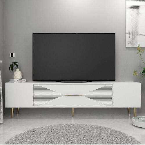 Dekol1Ct Tv Sehpası Beyaz-Altın