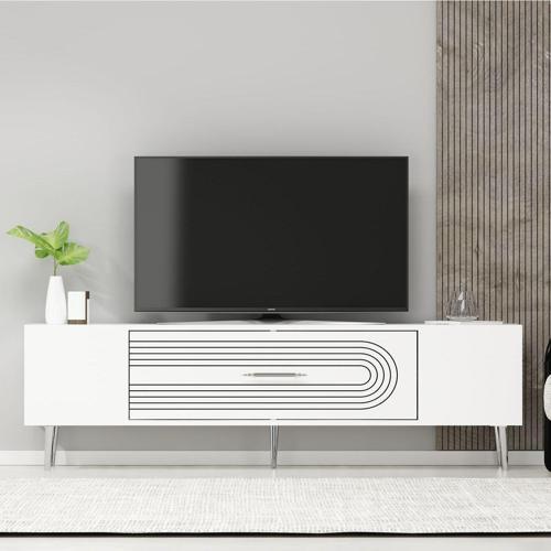 Dekol3Ct Tv Sehpası Beyaz-Gümüş