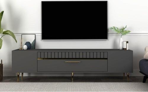 Dekolp1Ct Tv Sehpası Antrasit-Altın