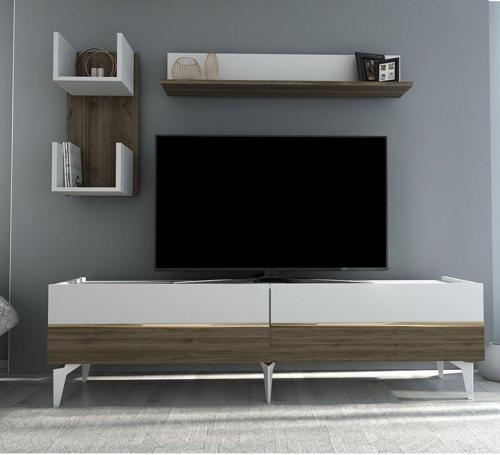 Tedy Tv Ünitesi Takımı Beyaz-Ceviz-Altın