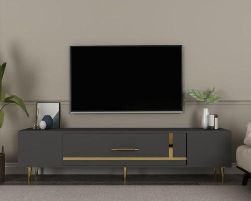 Dekop1Ct Tv Sehpası Antrasit-Altın