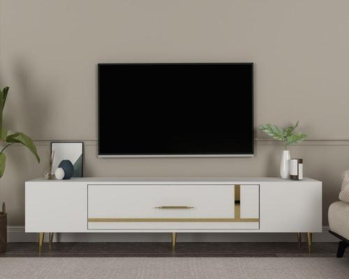 Dekop1Ct Tv Sehpası Beyaz-Altın
