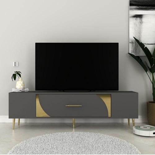 Dekop2Ct Tv Sehpası Antrasit-Altın