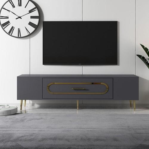 Dekop3Ct Tv Sehpası Antrasit-Altın