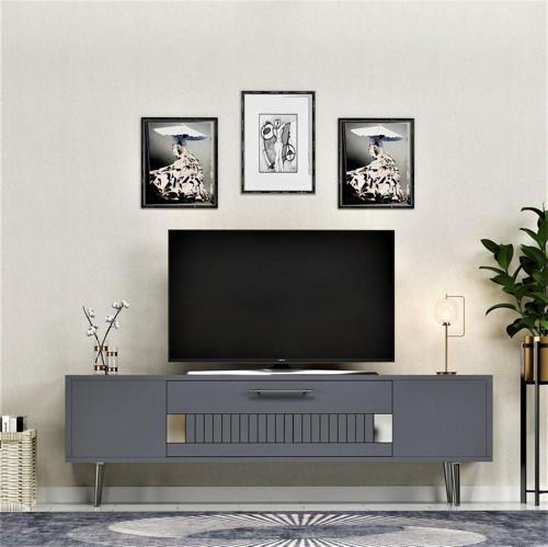 Fashionn Tv Sehpası (Alt Modül) Antrasit-Gümüş
