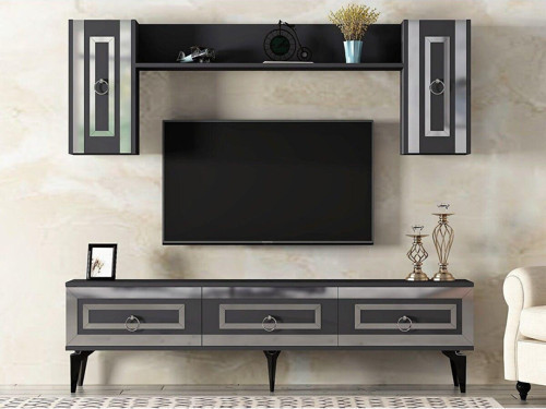 Karrya 180 Cm Tv Ünitesi Antrasit Gümüş