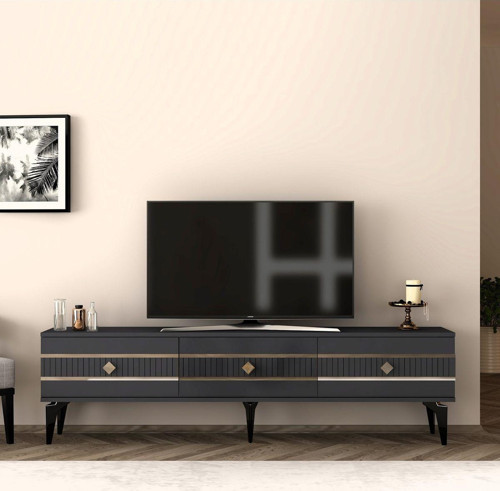 Lenora Tv Sehpası (Alt Modül) Antrasit-Gümüş