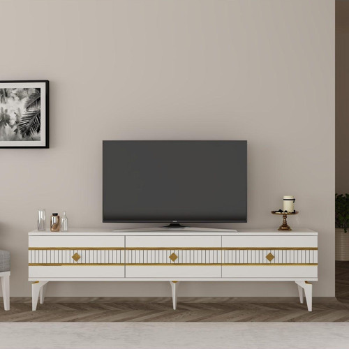 Lenora Tv Sehpası (Alt Modül) Beyaz-Altın