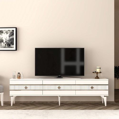 Lenora Tv Sehpası (Alt Modül) Beyaz-Gümüş