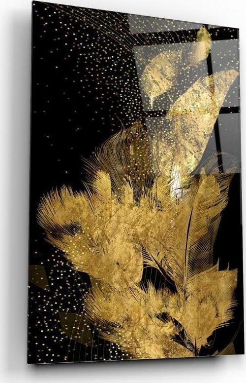 Gold Tüyler Cam Tablo | Hediyelik, Dekoratif, Ofis, Mutfak