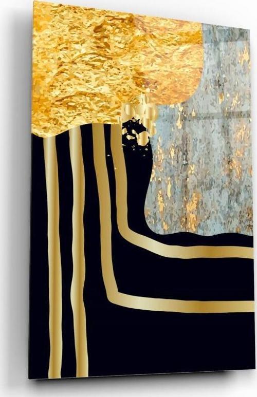 Gold Desenler Cam Tablo | Hediyelik, Dekoratif, Ofis, Mutfak 