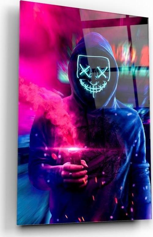 Neon Maske Cam Tablo | Hediyelik, Dekoratif, Ofis, Mutfak 