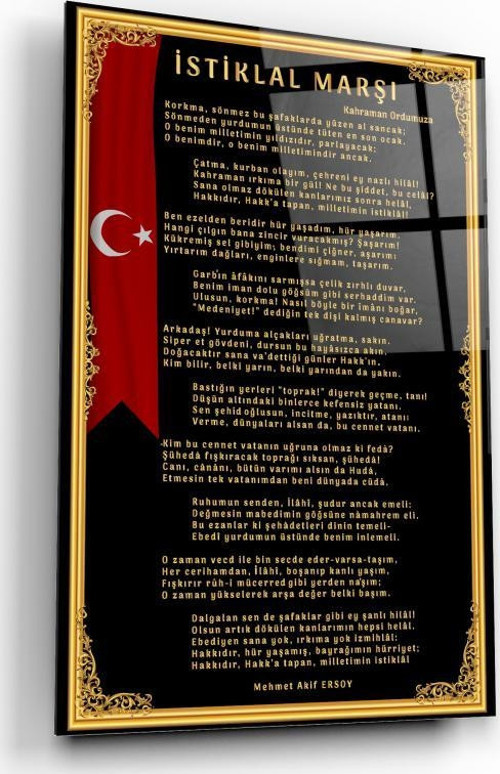İstiklal Marşı Cam Tablo | Hediyelik, Dekoratif, Ofis, Mutfak