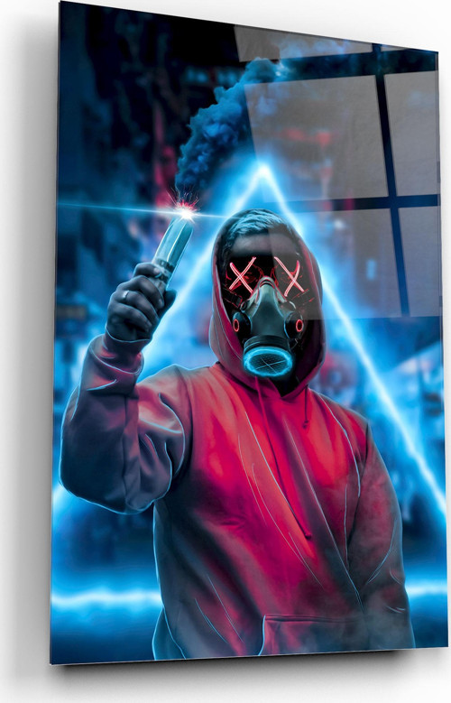 Neon Maske Cam Tablo | Hediyelik, Dekoratif, Ofis, Mutfak