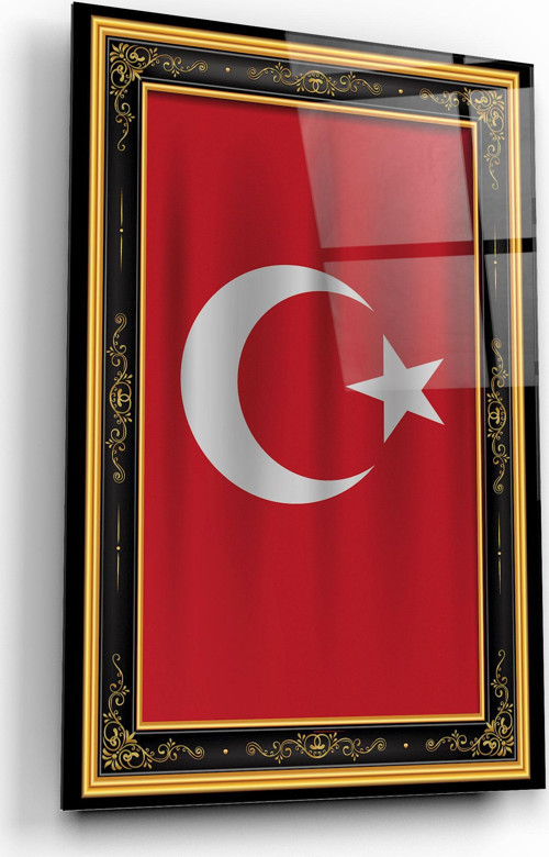 Türk Bayrağı Cam Tablo | Hediyelik, Dekoratif, Ofis, Mutfak