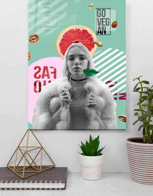 Vegan Moda Cam Tablo | Hediyelik, Dekoratif, Ofis, Mutfak